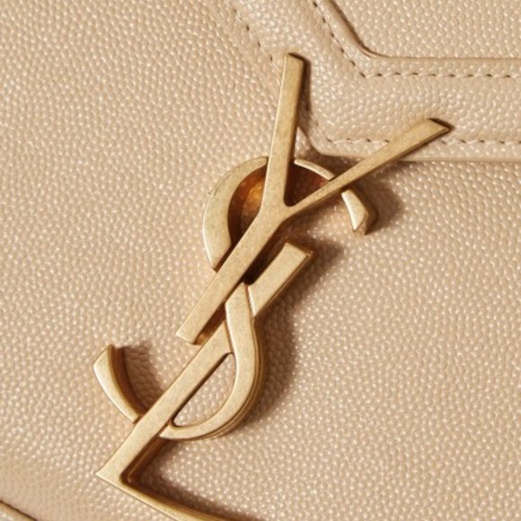 Saint Laurent Cassandre Mini Textured-leather Beige Leather Tote - Picture 4 of 8